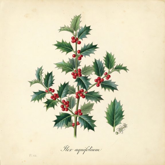 Holly botanical plate