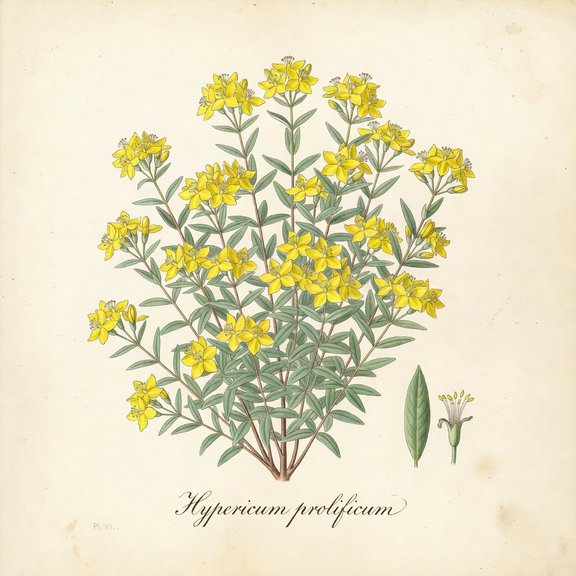 Hypericum prolificum botanical plate