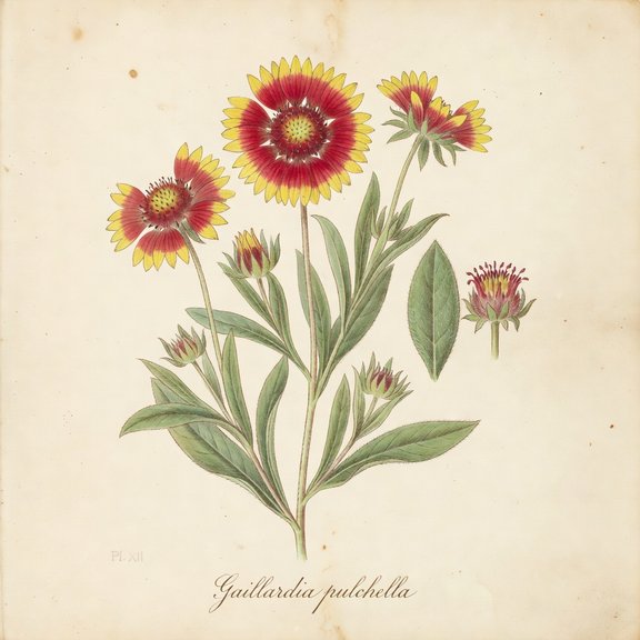 Indian Blanket botanical plate