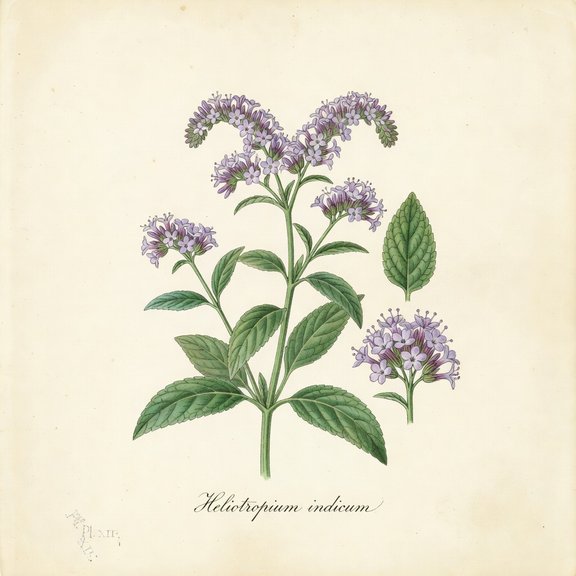 Indian heliotrope botanical plate