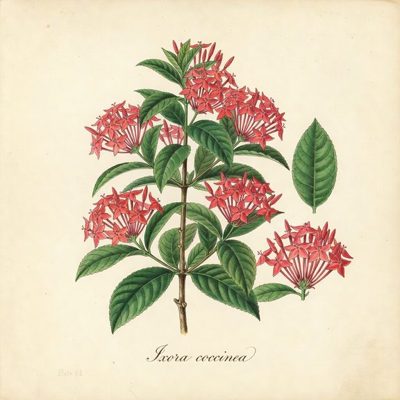Ixora botanical plate