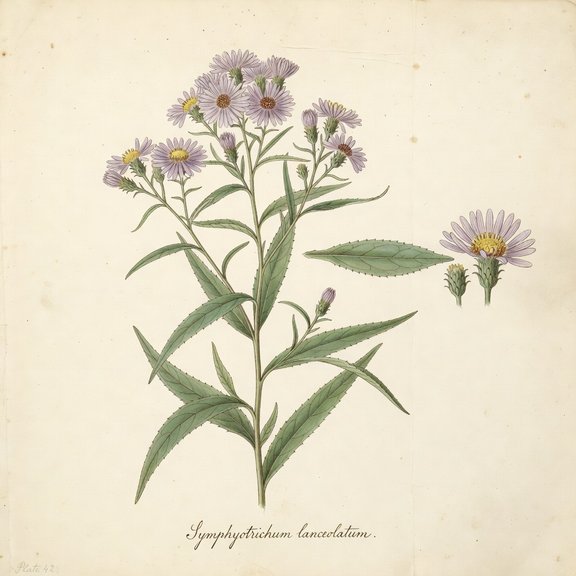 Lance-leaved Aster botanical plate
