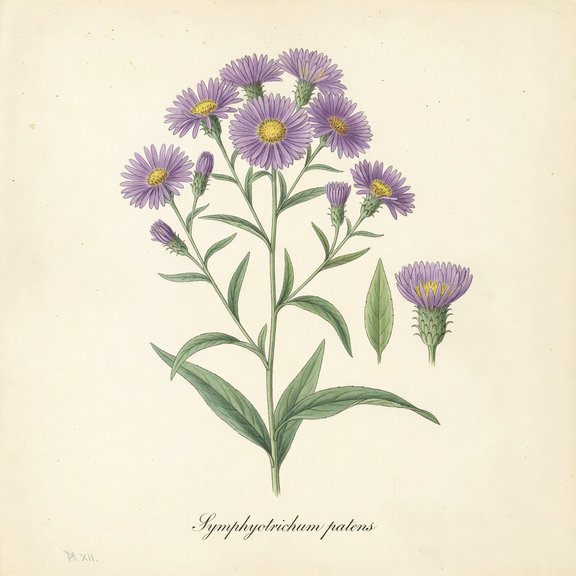 Late Purple Aster botanical plate