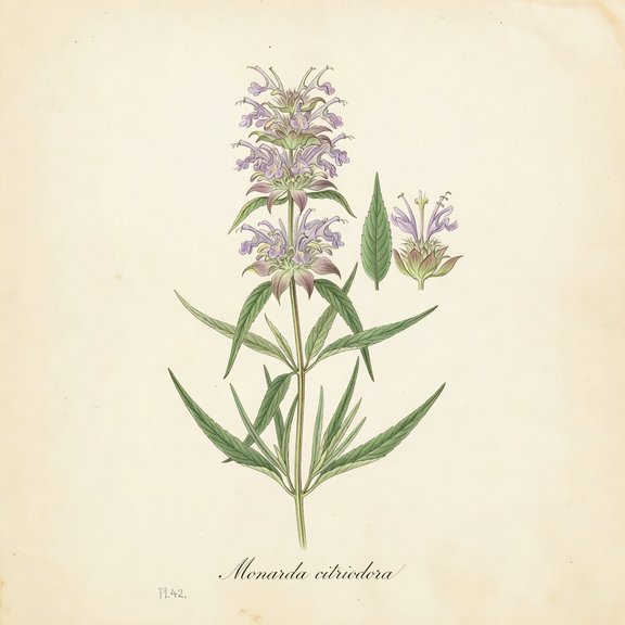 Lemon Beebalm botanical plate