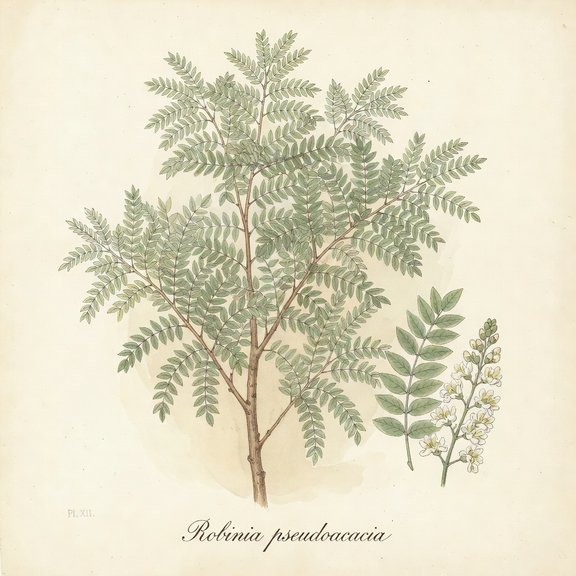 locust tree botanical plate