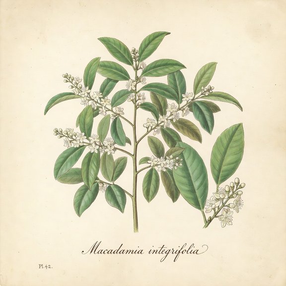 Macadamia botanical plate