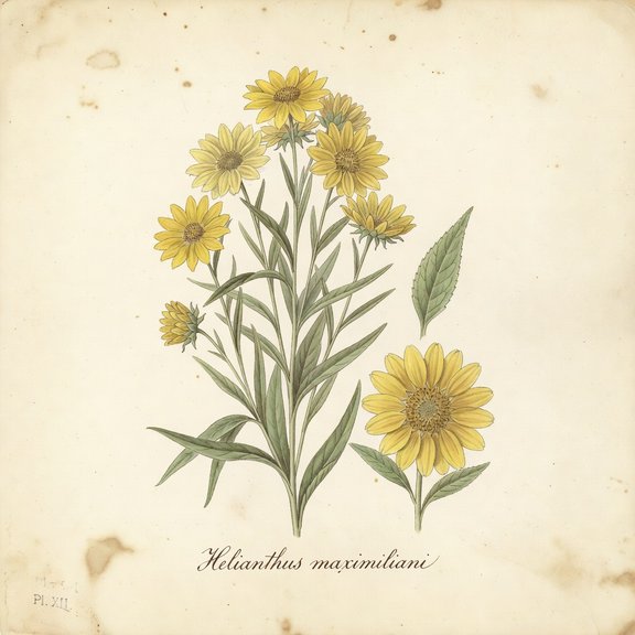 Maximilian Sunflower botanical plate