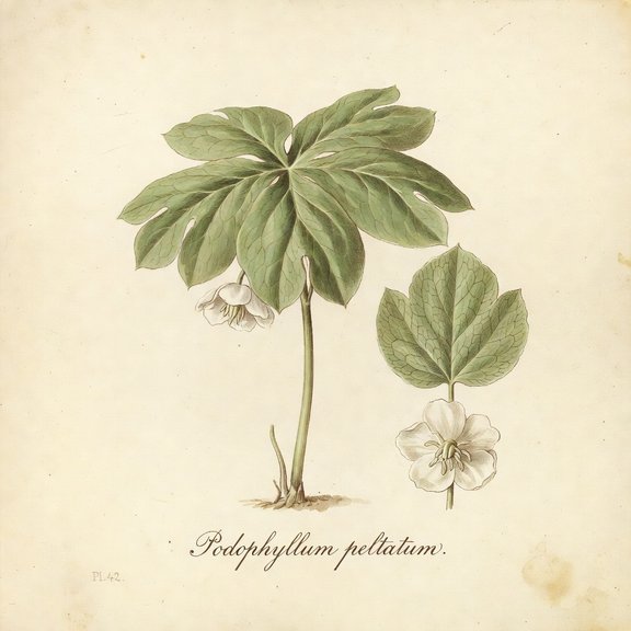 Mayapple botanical plate