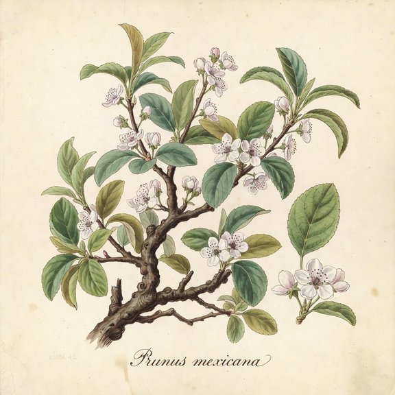 Mexican plum botanical plate