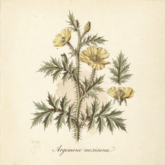 Mexican Prickly Poppy botanical plate
