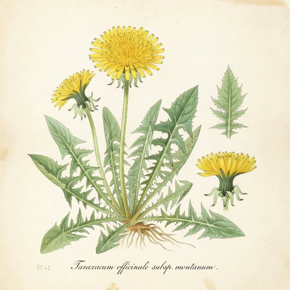 Mountain dandelion botanical plate