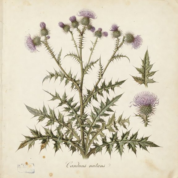 Musk Thistle botanical plate