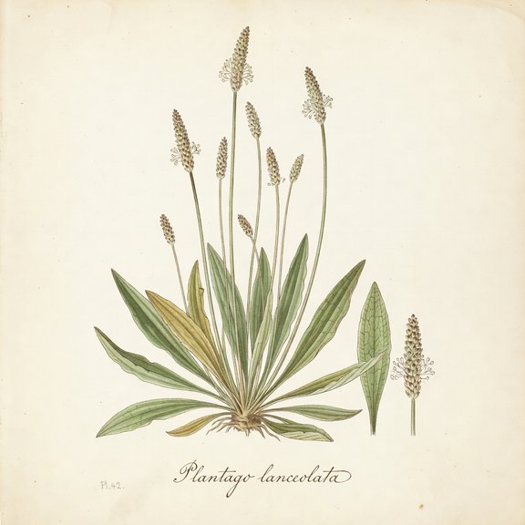 Narrowleaf Plantain botanical plate