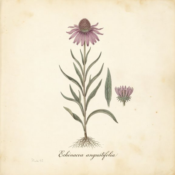 Narrowleaf Purple Coneflower botanical plate