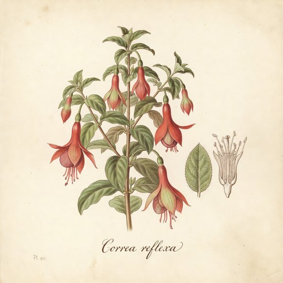 Native Fuchsia botanical plate