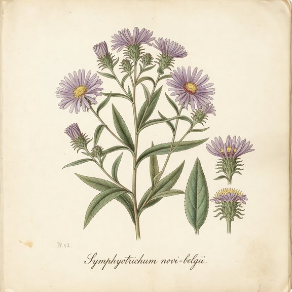 New York Aster botanical plate