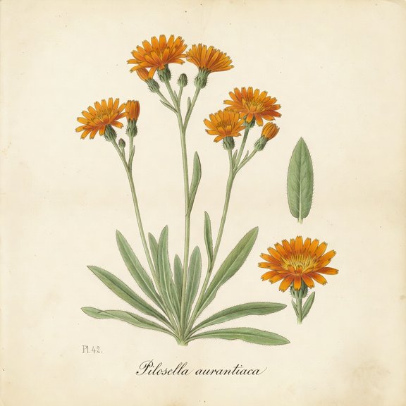 Orange Hawkweed botanical plate