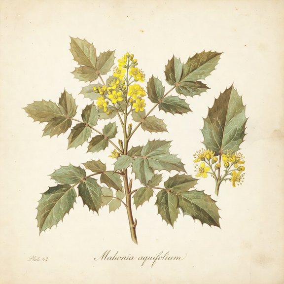Oregon Grape botanical plate