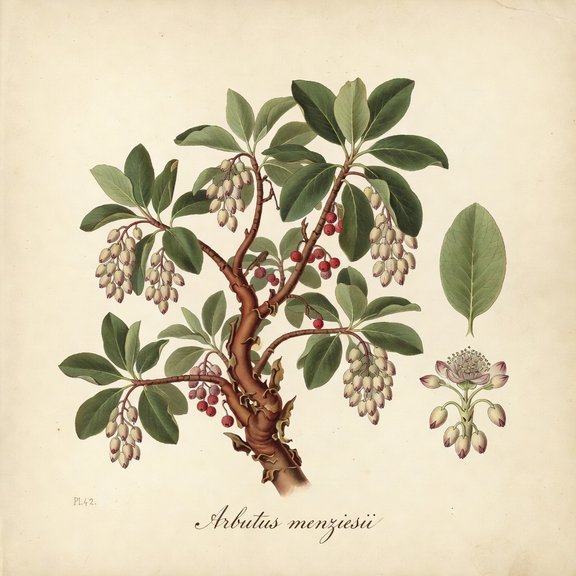 Pacific Madrone botanical plate