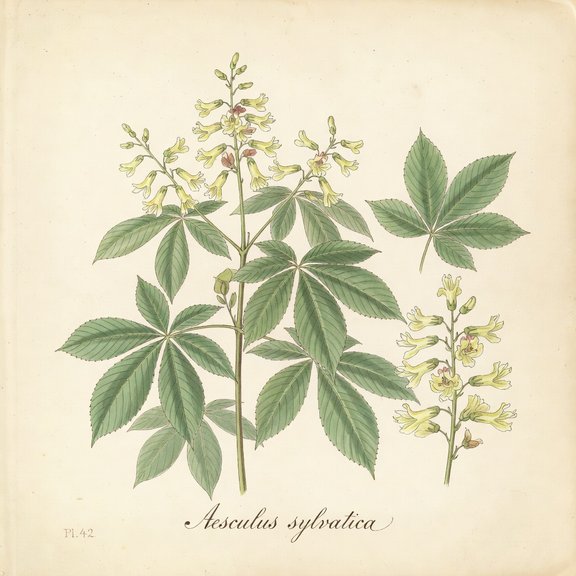 Painted Buckeye botanical plate