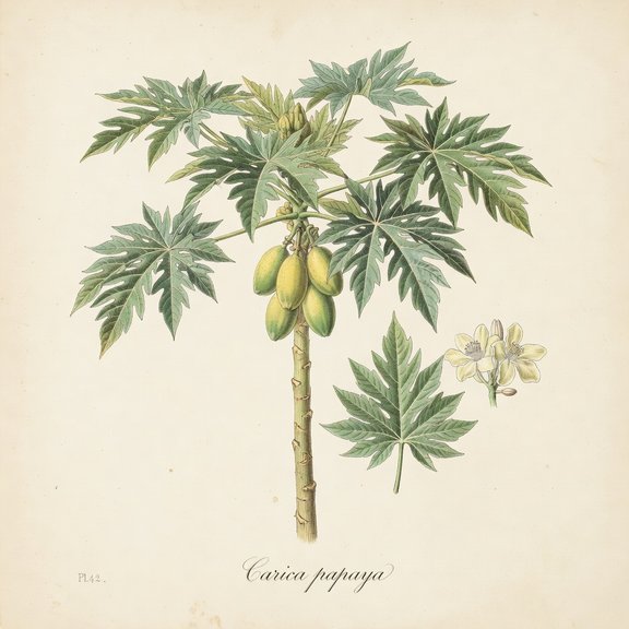 Papaya botanical plate