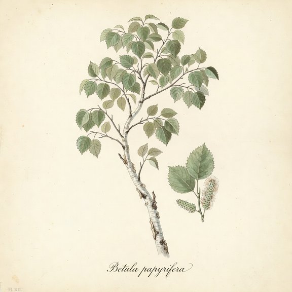 Paper Birch botanical plate