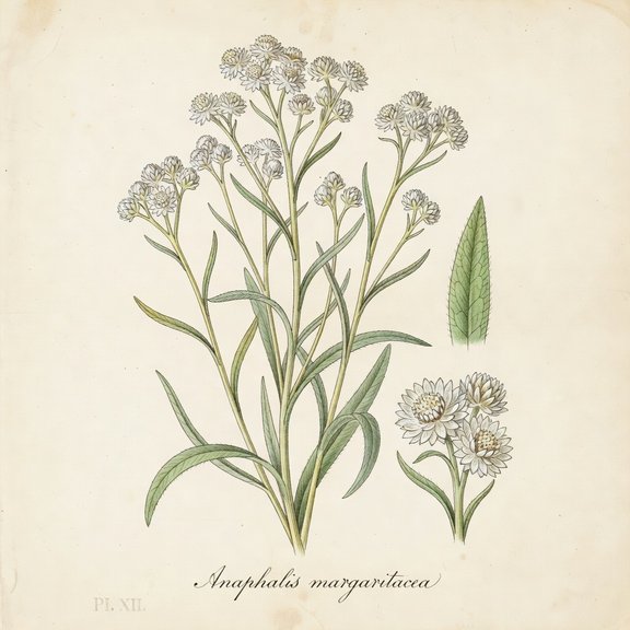 Pearly Everlasting botanical plate