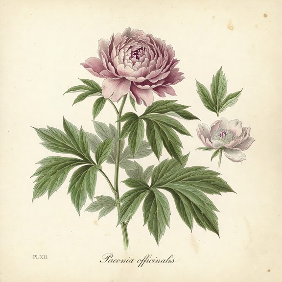 peony botanical plate