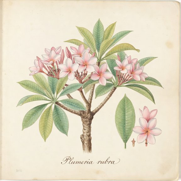 Plumeria botanical plate