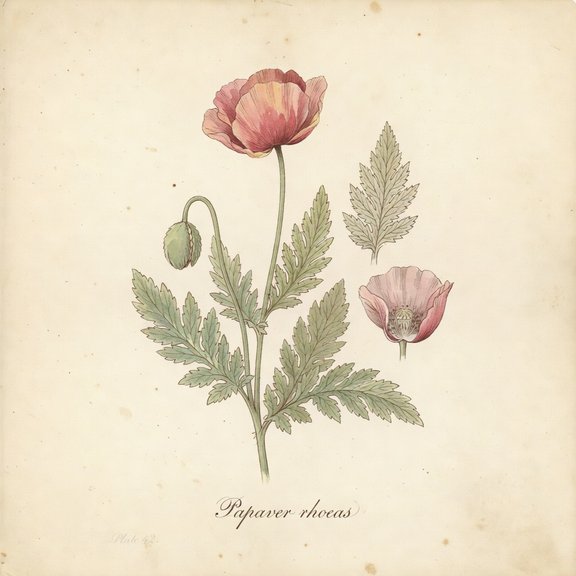 poppy botanical plate