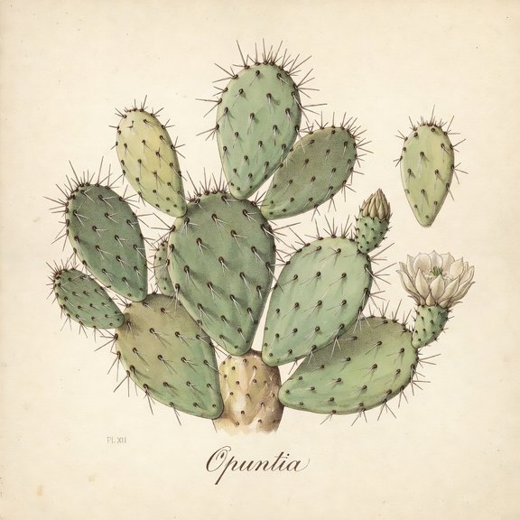 Pricklypear cactus botanical plate