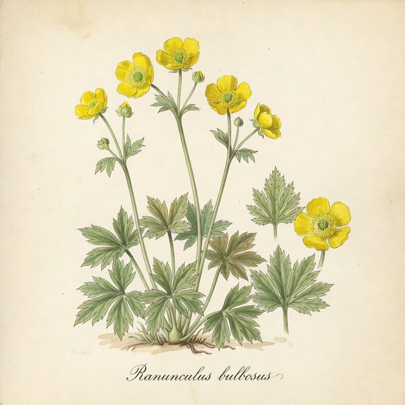 Ranunculus bulbosus botanical plate