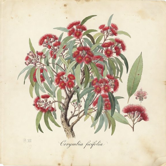 Red-flowering Gum botanical plate