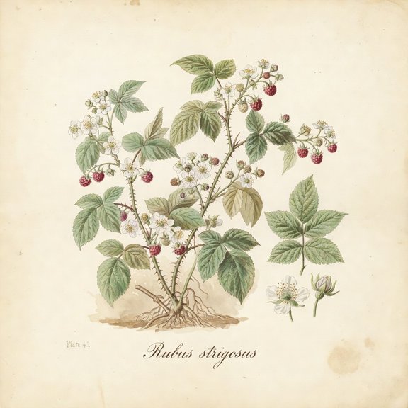 Red Raspberry botanical plate