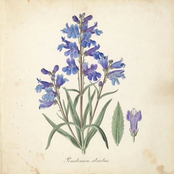 Rocky Mountain Beardtongue botanical plate