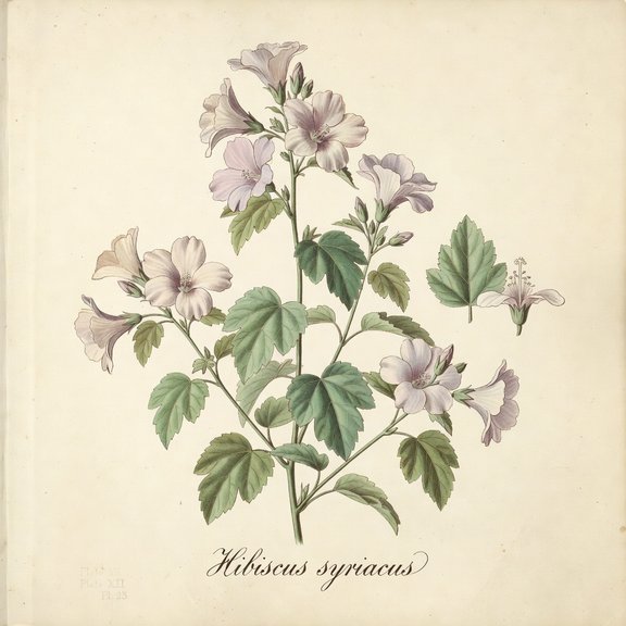 Rose Of Sharon botanical plate