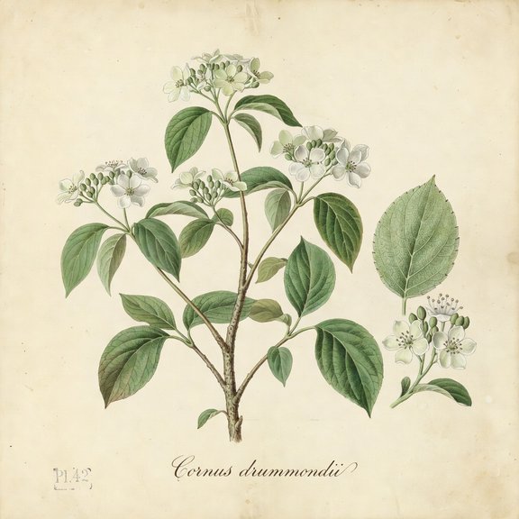 Roughleaf Dogwood botanical plate