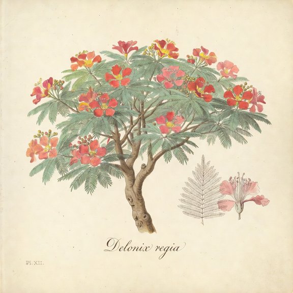 Royal Poinciana botanical plate