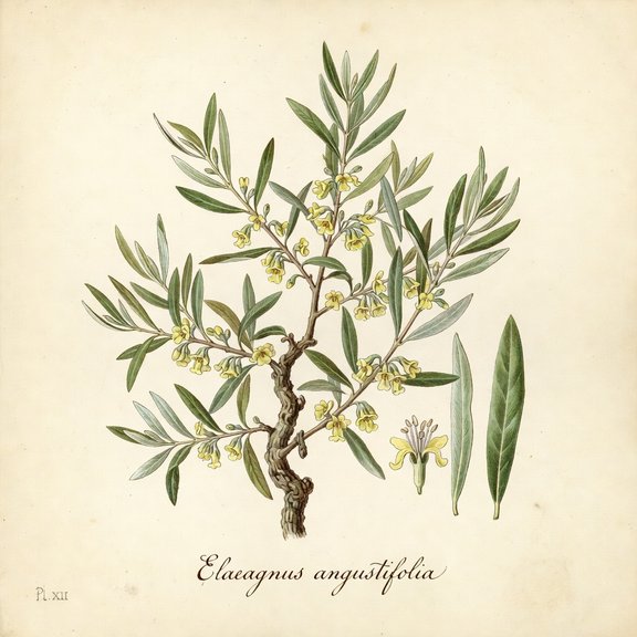 Russian olive botanical plate