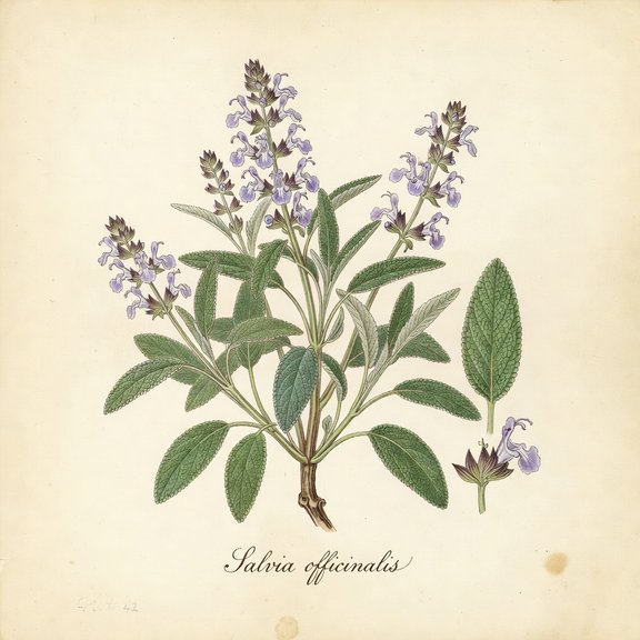 Sage botanical plate