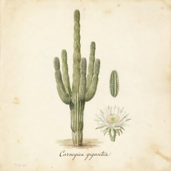 Saguaro Cactus botanical plate