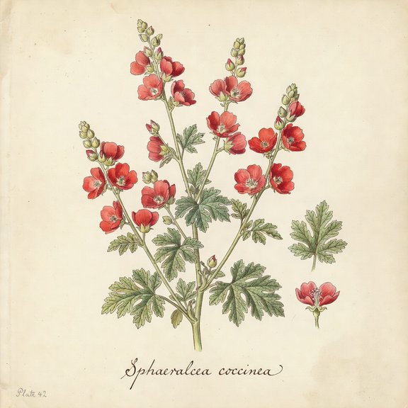 Scarlet Globemallow botanical plate