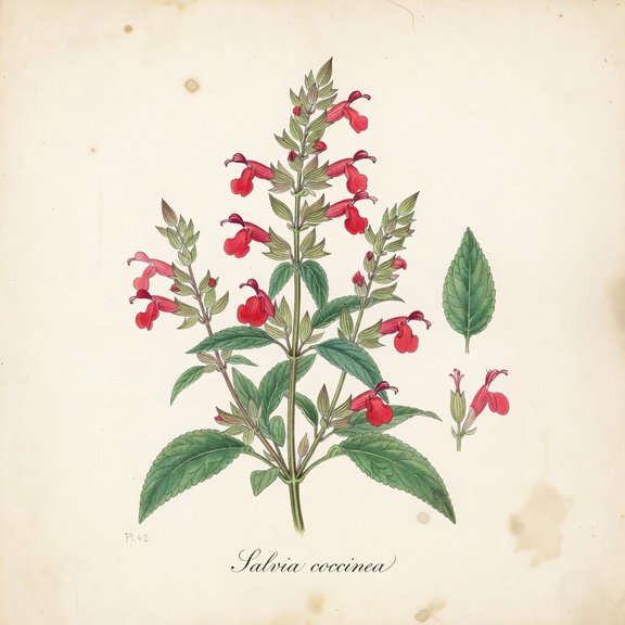 Scarlet Sage botanical plate