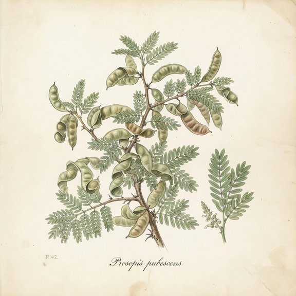 Screwbean Mesquite botanical plate