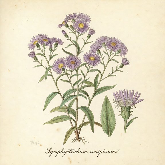 Showy Aster botanical plate
