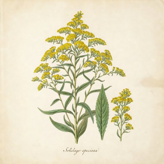Showy Goldenrod botanical plate