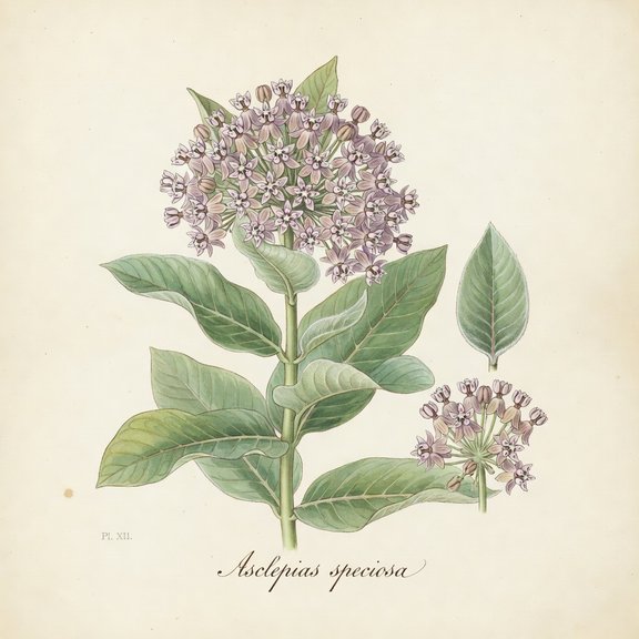 Showy Milkweed botanical plate