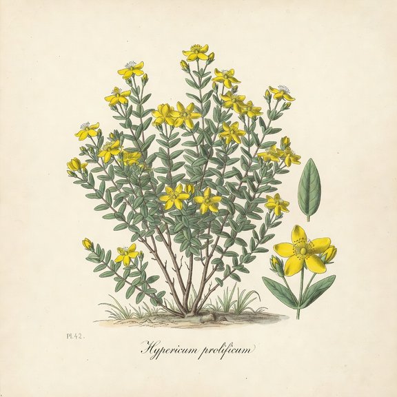 Shrubby St. Johnswort botanical plate