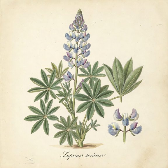Silky Lupine botanical plate