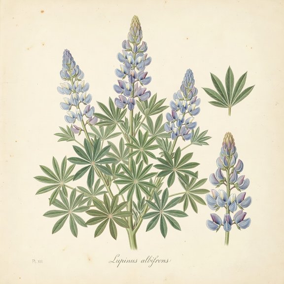 Silver Bush Lupine botanical plate